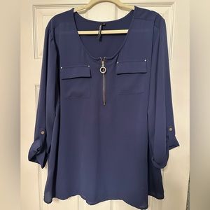 Cathy Woman Navy Dress Blouse